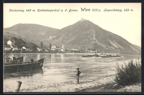 AK Wien, Kahlenbergerdorf a. d. Donau, Kahlenberg und Leopoldsberg