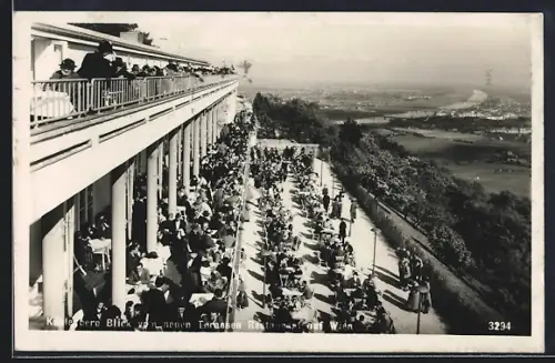AK Wien, Kahlenberg, Blick vom Neuen Terrassen Restaurant auf die Stadt