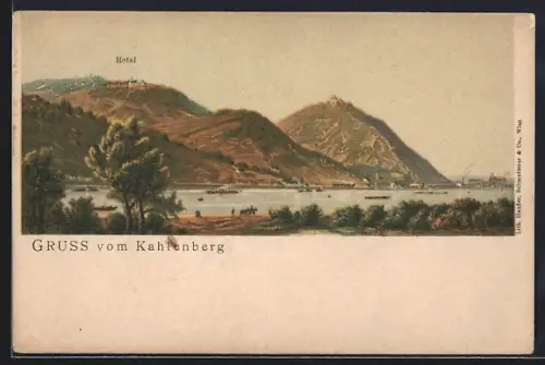 Lithographie Wien, Hotel auf dem Kahlenberg