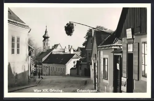 AK Wien-Grinzing, Cobenzlgasse mit Blick zur Kirche