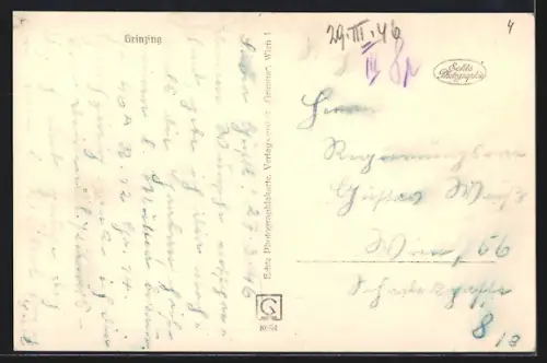 AK Wien, Grinzing, Strassenpartie mit Gasthaus