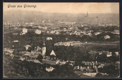 AK Wien, Grinzing, Teilansicht mit Bäumen