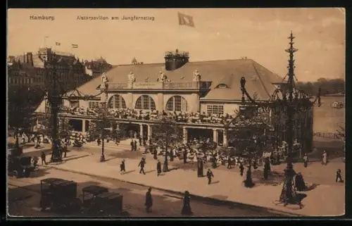 AK Hamburg-Neustadt, Alsterpavillon am Jungfernstieg aus der Vogelschau