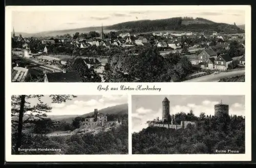 AK Nörten-Hardenberg, Ortsansicht und Ruinen Hardenberg und Plesse