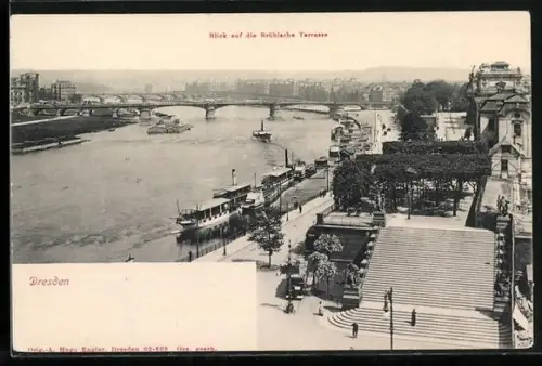 AK Dresden, Blick auf die Brühlsche Terrasse