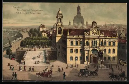 AK Dresden, Ständehaus und Terrassentreppe
