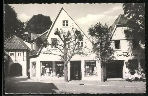 AK Tecklenburg, Café Rabbel und Geschäft am Markt