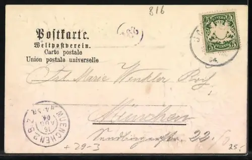 Passepartout-Lithographie Josefstal, Panorama der Ortschaft