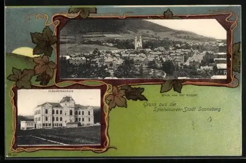 AK Sonneberg / Thüringen, Industrieschule, Ortsansicht von der Kappel gesehen