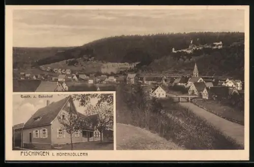 AK Fischingen / Hohenzollern, Gasthof zum Bahnhof, Teilansicht