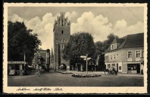 AK Anklam, Tankstelle am Steintor, Neuer Markt-Steinstrasse