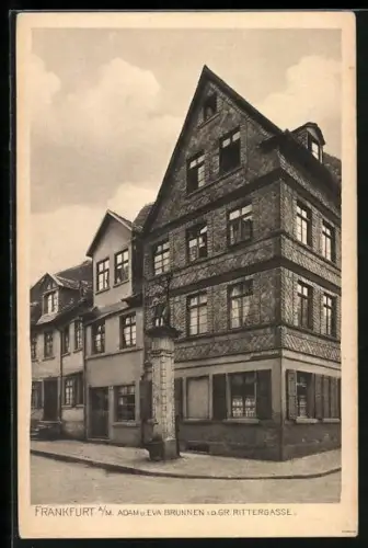AK Frankfurt-Sachsenhausen, Adam u. Eva Brunnen i. d. Gr. Rittergasse