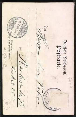 Künstler-AK Frankfurt, Festpostkarte Blumencorso der Radfahrer 1898