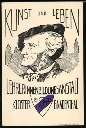 Künstler-AK Ingolstadt, Lehrerinnenbildungsanstalt Kloster Gnadenthal Absolvia 1933