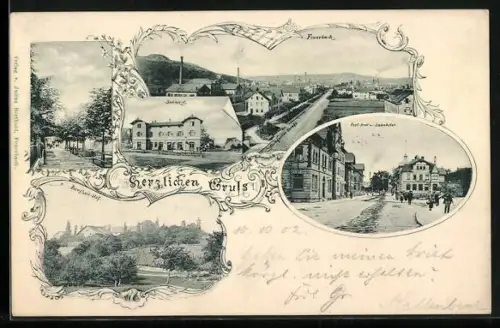 AK Feuerbach / Stuttgart, Bahnhof, Postamt, Bahnhofstrasse, Burgholz-Hof