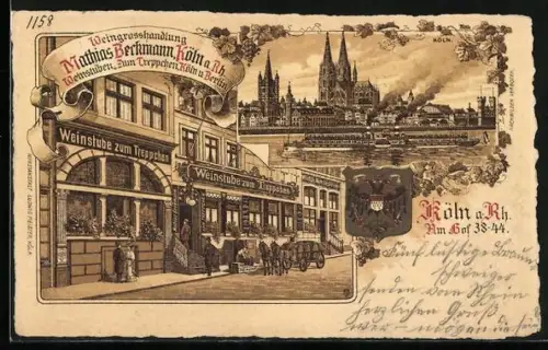 Lithographie Köln, Gasthaus Weinstuben zum Treppchen, Am Hof 38 - 44