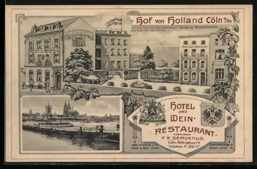 AK Köln, Hotel & Weinrestaurant Hof von Holland, Hofergasse 11-13