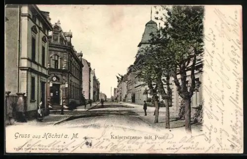 AK Frankfurt-Höchst, Kaiserstrasse mit Post