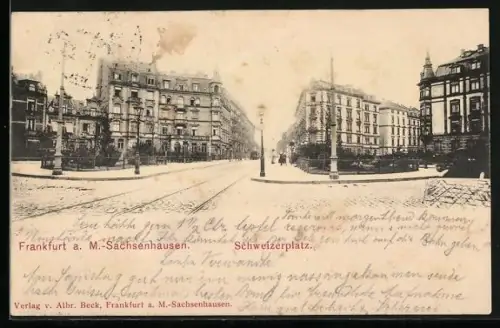 AK Frankfurt a. M.-Sachsenhausen, Blick auf den Schweizerplatz