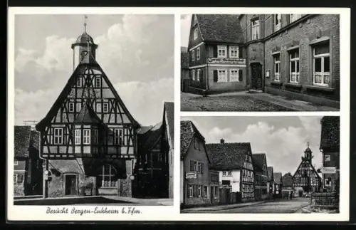 AK Frankfurt-Bergen-Enkheim, Gasthaus Conradi, Inh. Emil Schlaback, Fachwerkhaus