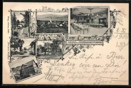 AK Stephan-Rettenberg, Gasthaus zum Adler, Ortsansicht mit Kirche