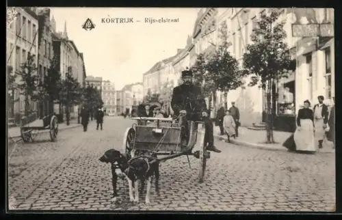 AK Kortrijk, Rijsselstraat, Hundegespann