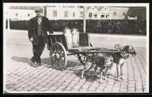 AK Ostende, Le Laitier, Hundegespann