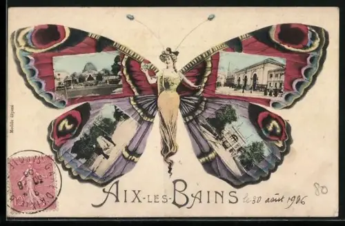AK Aix-Les-Bains, Panorama, Fliegende Menschen