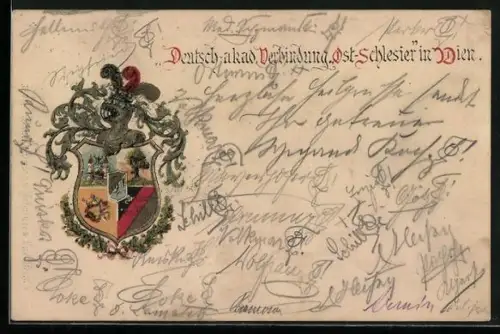Lithographie Wien, Studentenwappen der Deutsch-akad. Verbindung Ost-Schlesien