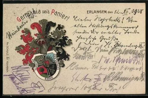 AK Erlangen, Studentenwappen, Germania sei`s Panier!