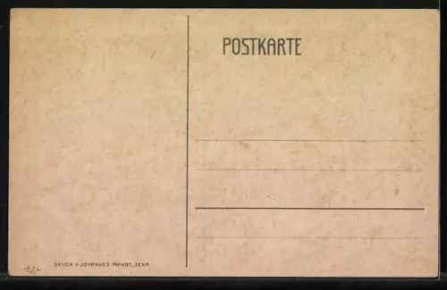 Lithographie Jena, Ansicht der Universität, Studentenwappen