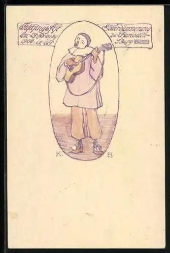 Künstler-AK Berlin-Charlottenburg, Person in Kostüm zum Fasching