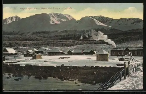 AK Ushuaia / Feuerland, Teilansicht des Dorfes