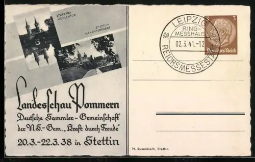 AK Stettin /Pommern, Landesschau Pommern 1938, Deutsche Sammler-Gemeinschaft der NSG