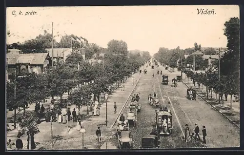 AK Wien, Praterallee mit Verkehr