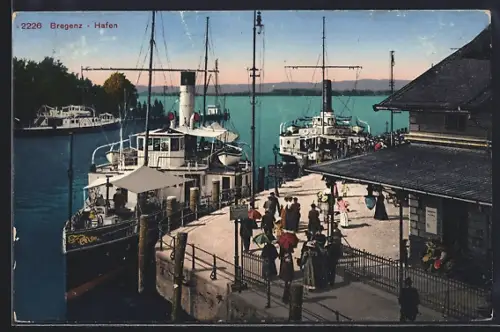 AK Bregenz, Dampfer im Hafen