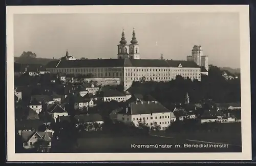 AK Kremsmünster, Ortsansicht mit Benediktinerstift