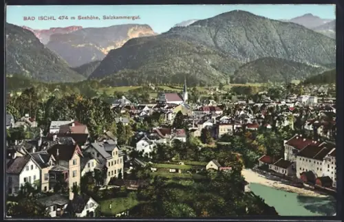 AK Bad Ischl /Salzkammergut, Ortsansicht aus der Vogelschau