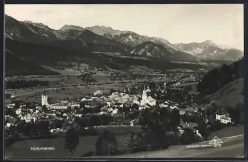 AK Schladming, Ortsansicht aus der Vogelschau