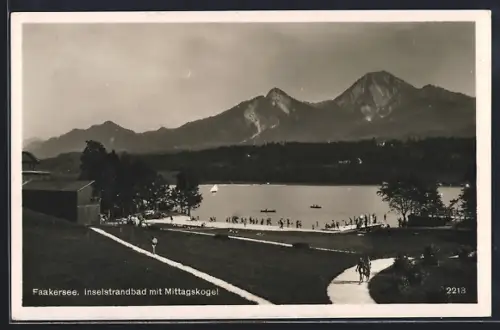 AK Faakersee, Inselstrandbad mit Mittagskogel