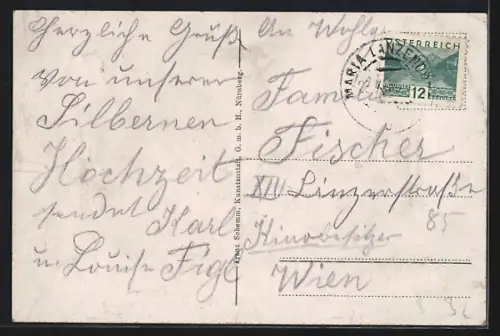 AK Maria Lanzendorf, Ortspartie mit Kirche