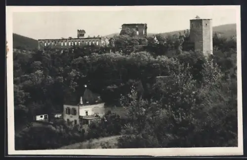 AK Gars-Thumau, Burgruine aus der Vogelschau
