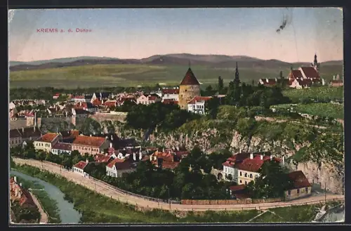 AK Krems a. d. Donau, Ortsansicht aus der Vogelschau