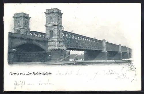 AK Wien, Reichsbrücke mit Dampfer