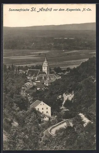 AK St. Andrä-Wördern, Ort mit Brücke