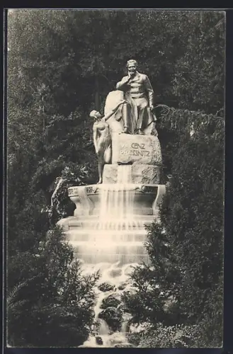 AK Wien, Vincenz Priessnitz-Denkmal im Türkenschanzpark
