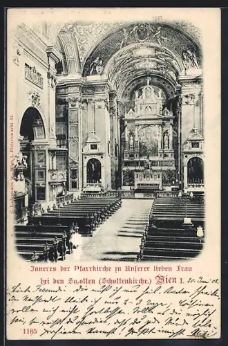 AK Wien, Inneres der Pfarrkirche zu Unserer lieben Frau bei den Schotten, Schottenkirche