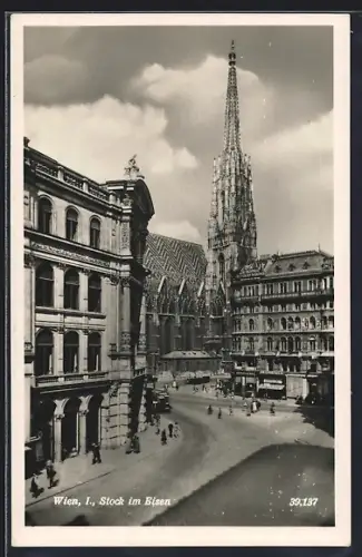 AK Wien, Stock im Eisen mit Geschäften und Kirche