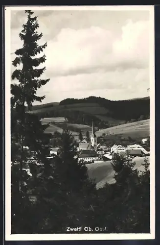 AK Zwettl /Ob. Oest., Teilansicht mit Kirche