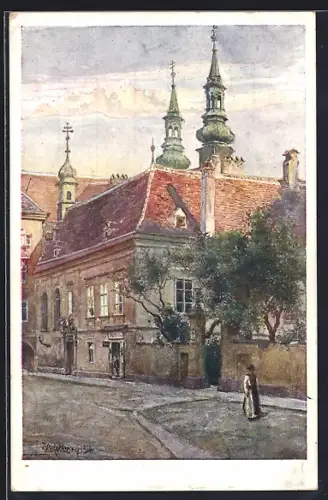 Künstler-AK E.F. Hofecker: Wien, Partie vom Heiligenkreuzerhof